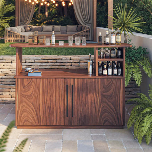 Modern Outdoor Bar Table With Cabinet For Patio Or Poolside Kitchnce