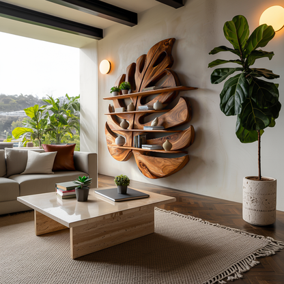 Modern Wooden Leaf Shape Shelf For Modern Home Kitchnce
