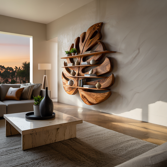 Modern Wooden Leaf Shape Shelf For Modern Home Kitchnce