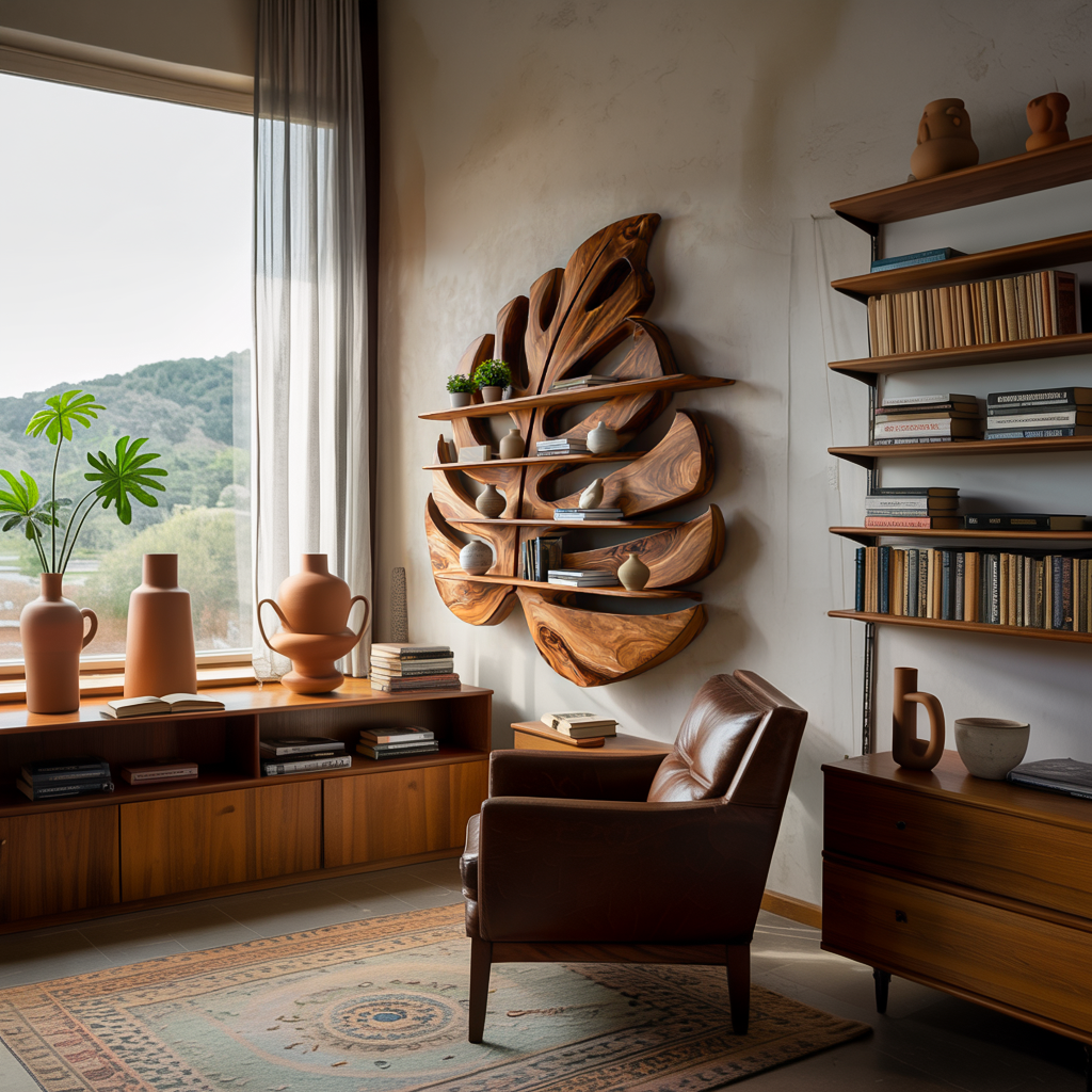 Modern Wooden Leaf Shape Shelf For Modern Home Kitchnce