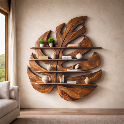 Modern Wooden Leaf Shape Shelf For Modern Home Kitchnce
