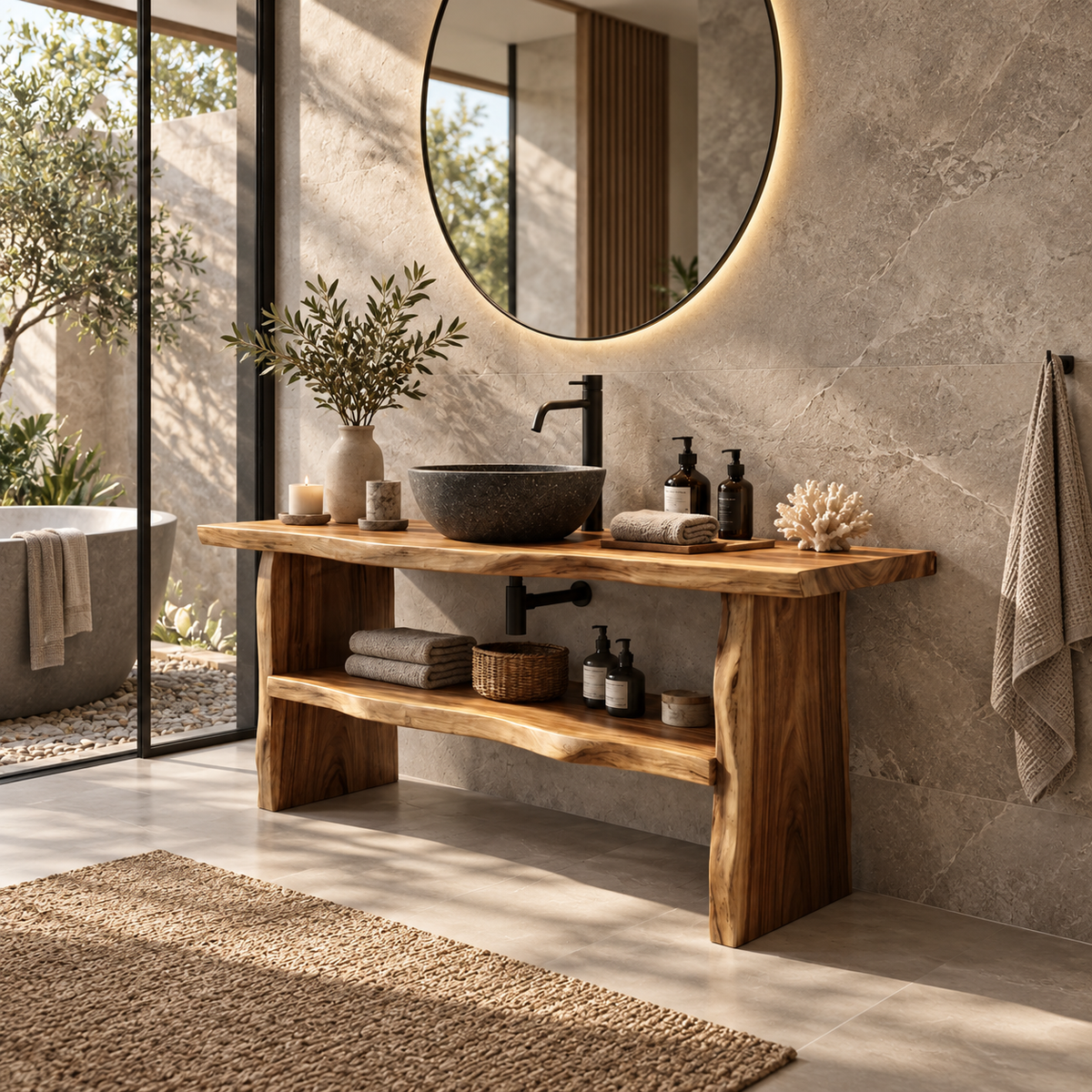 Arden Live Edge Solid Wood Bathroom Vanity