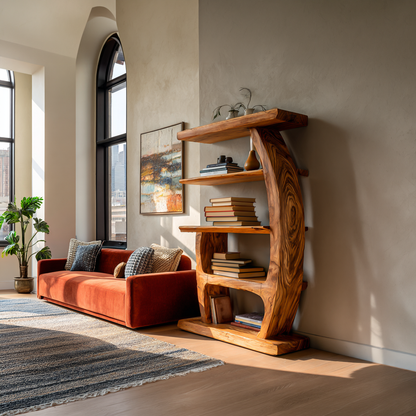 Artistic Bookshelf With Tiers For Living Room Kitchnce