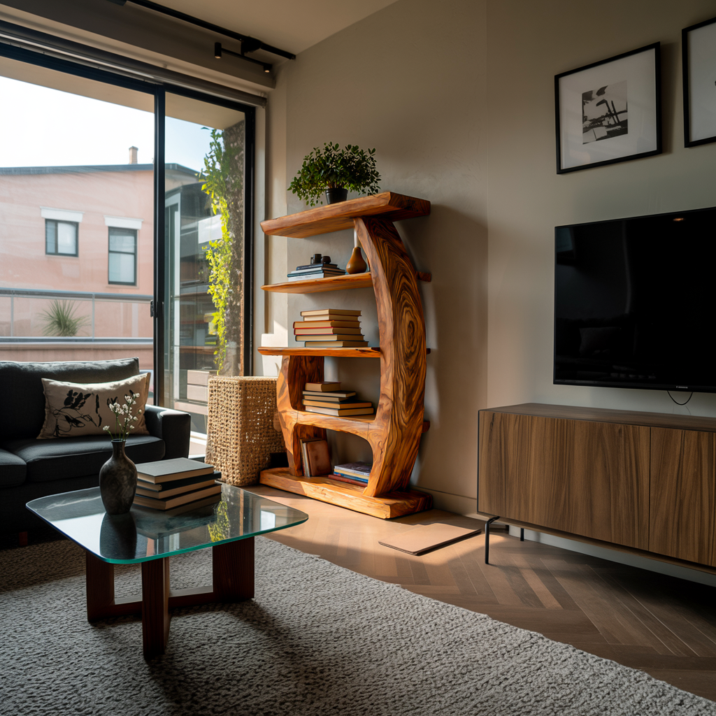 Artistic Bookshelf With Tiers For Living Room Kitchnce