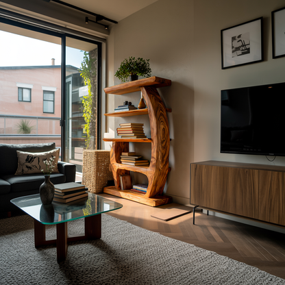 Artistic Bookshelf With Tiers For Living Room Kitchnce