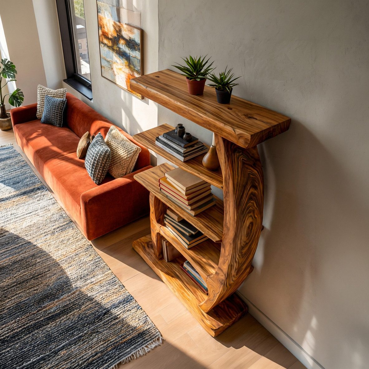 Artistic Bookshelf With Tiers For Living Room Kitchnce
