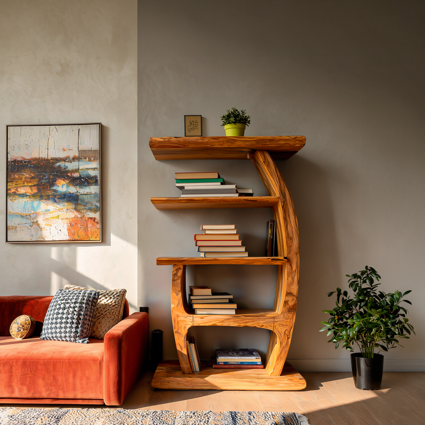 Artistic Bookshelf With Tiers For Living Room Kitchnce