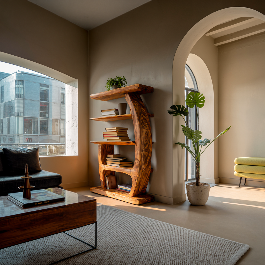 Artistic Bookshelf With Tiers For Living Room Kitchnce