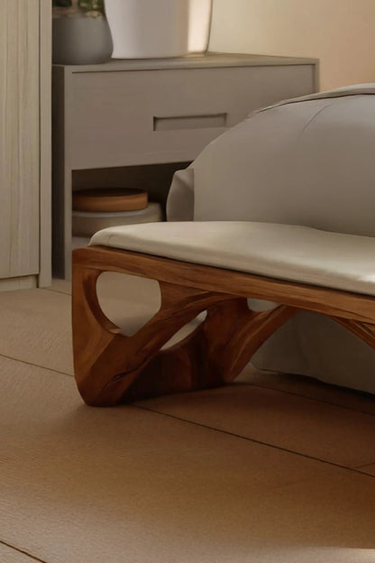 Minimalist Curved Wood Bench For End-of-Bed Design Kitchnce