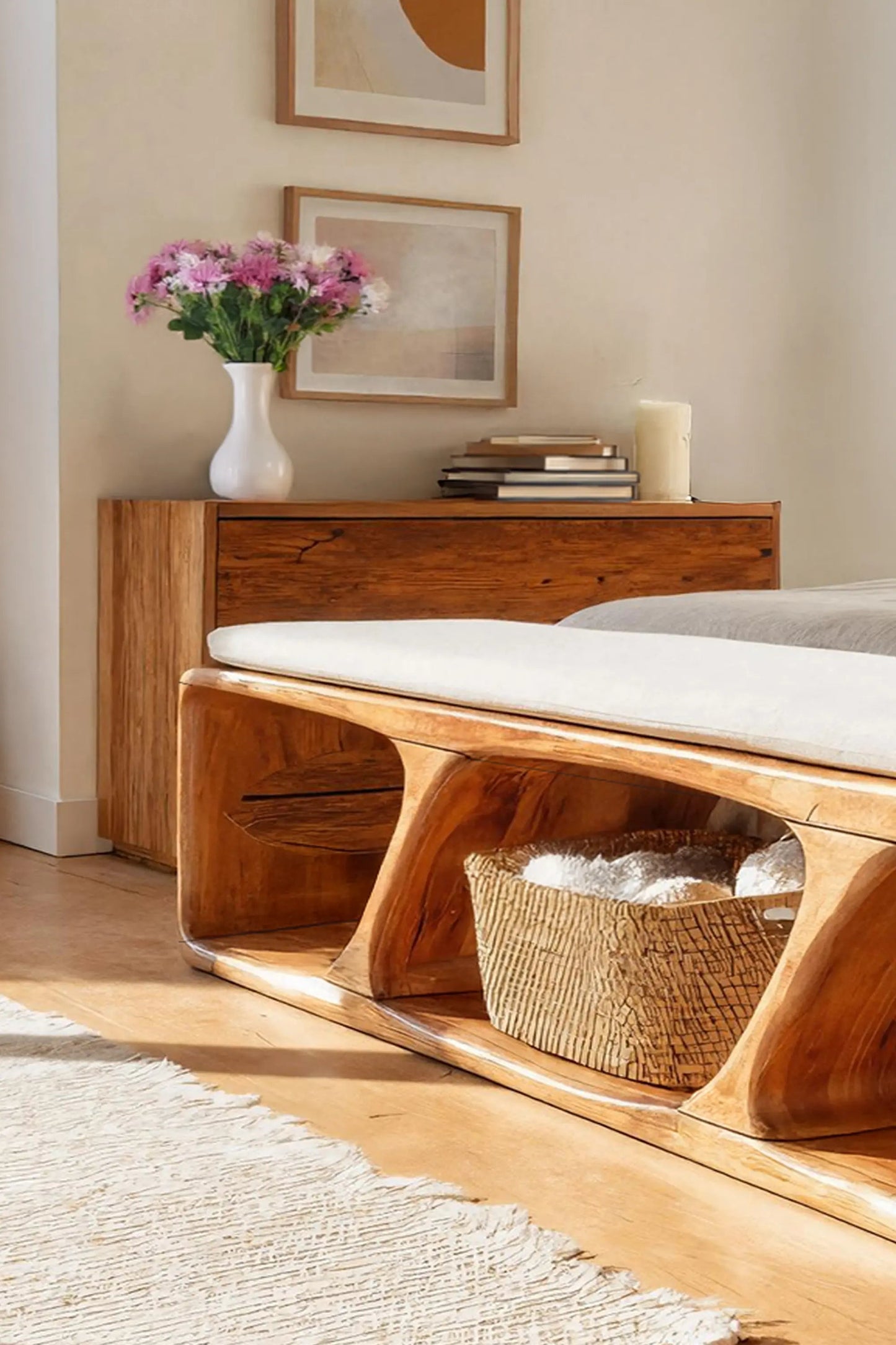 Mid Century Wood Bench For Warm Interior Spaces Kitchnce
