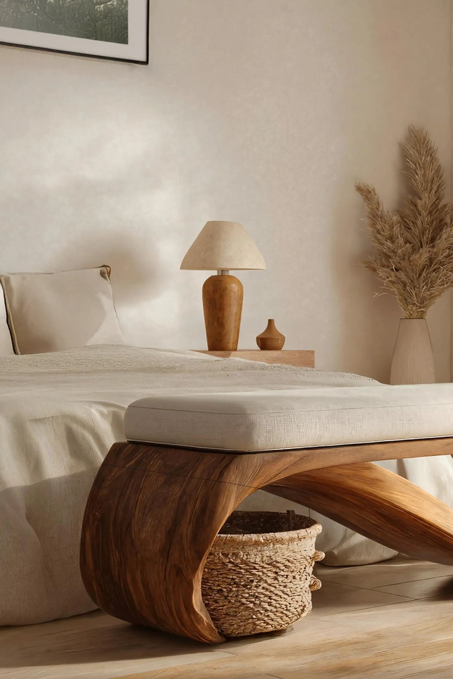 Mid Century Wooden Bench For End-of-Bed Placement Kitchnce
