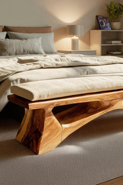 Handcrafted Solid Wood Bench For End-of-Bed Styling Kitchnce