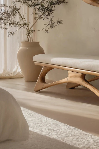 Modern Flowing Wood Bench For Furniture Accent Kitchnce