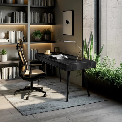 Mid Century Modern Writing Desk With Drawers For Home Office Kitchnce