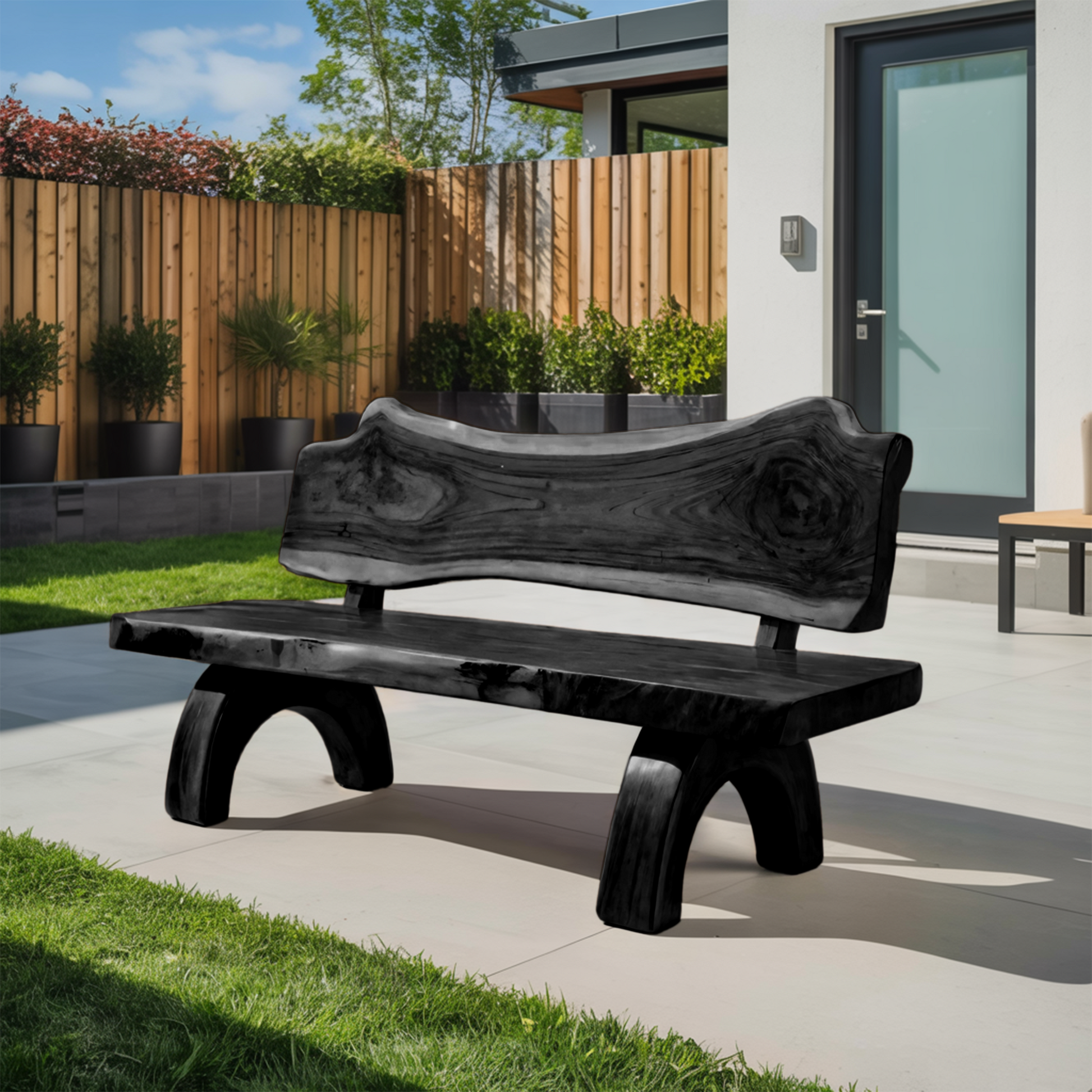Rustic Live Edge Bench With Backrest For Patio Garden Courtyard Kitchnce