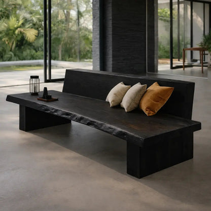 Rustic Solid Wood Sofa with Live Edge Design Natural Wooden Couch for Modern Living Room Kitchnce
