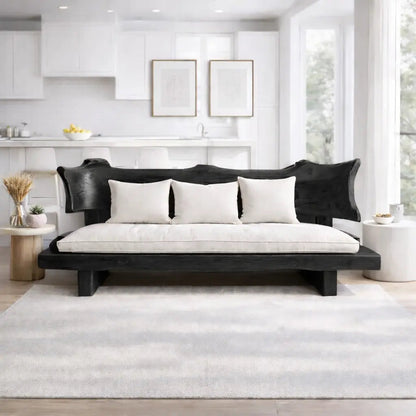 Live Edge Solid Wood Sofa Rustic Natural Wood Couch Handmade Organic Living Room Sofa Kitchnce