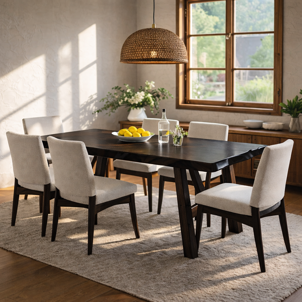 Solid Wood Dining Table for Dining Room with Wooden Legs