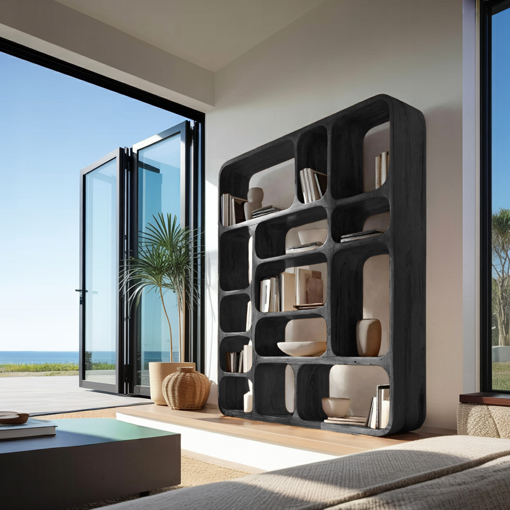 Modern Wall Bookshelf Multiple Compartments For Living Room Kitchnce