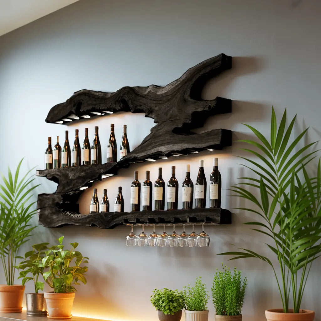 Mid Century Wine Holder For Kitchen Minimalist Shelf Kitchnce