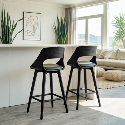 Mid Century Modern Bar Stool with Backrest For Kitchen Home Bar Kitchnce