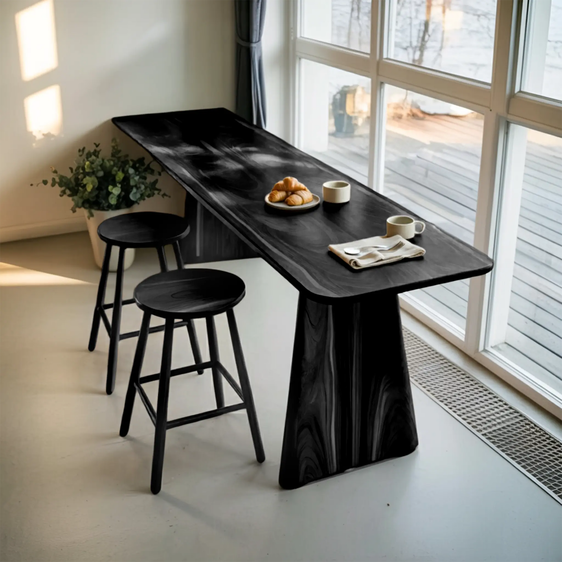 Modern Minimalist Wood Bar Table For Kitchen And Dining Kitchnce
