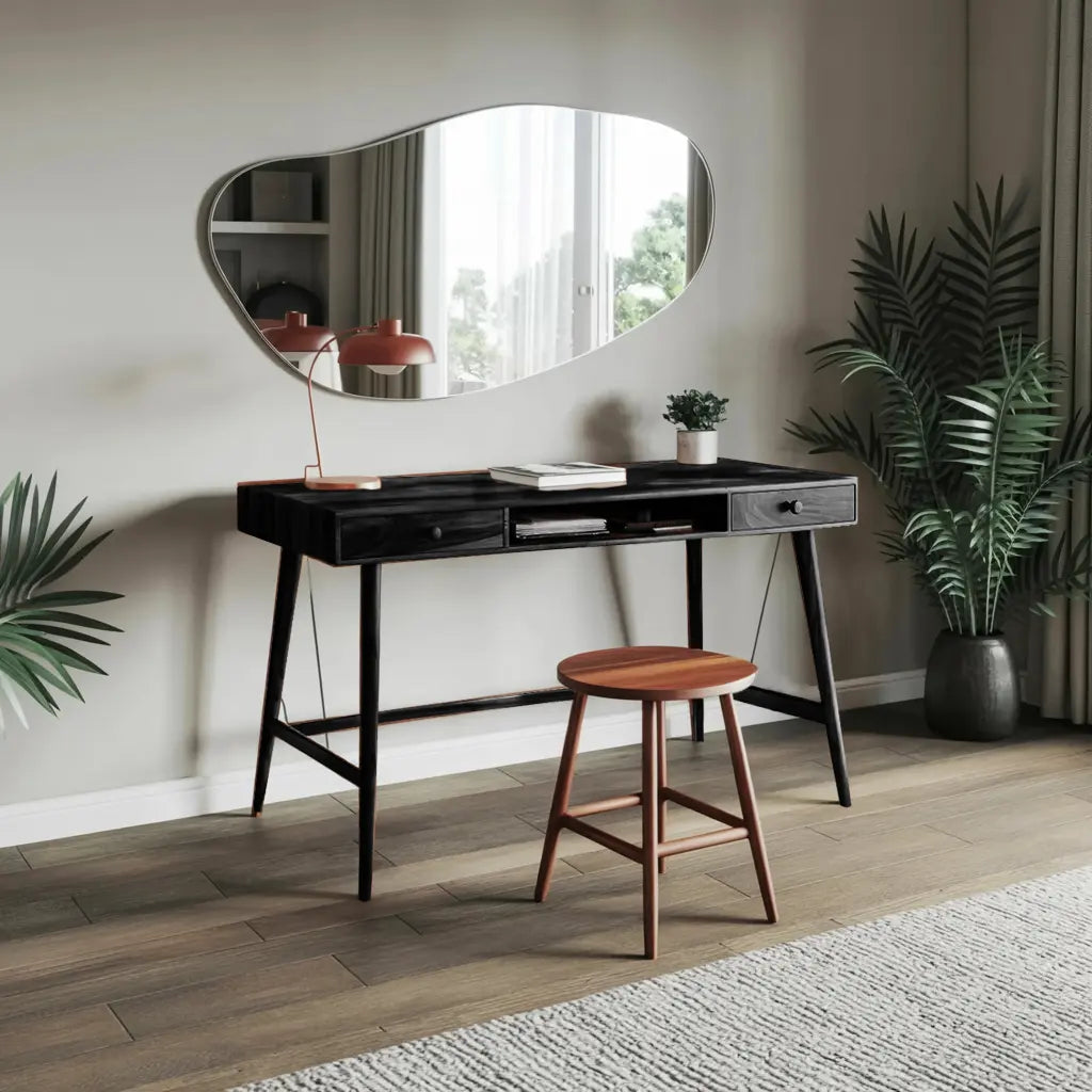 Mid Century Desk With Drawer For Home Office And Workspace Kitchnce