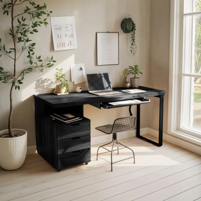 Contemporary Desk with Drawer For Home Office Workspace Kitchnce