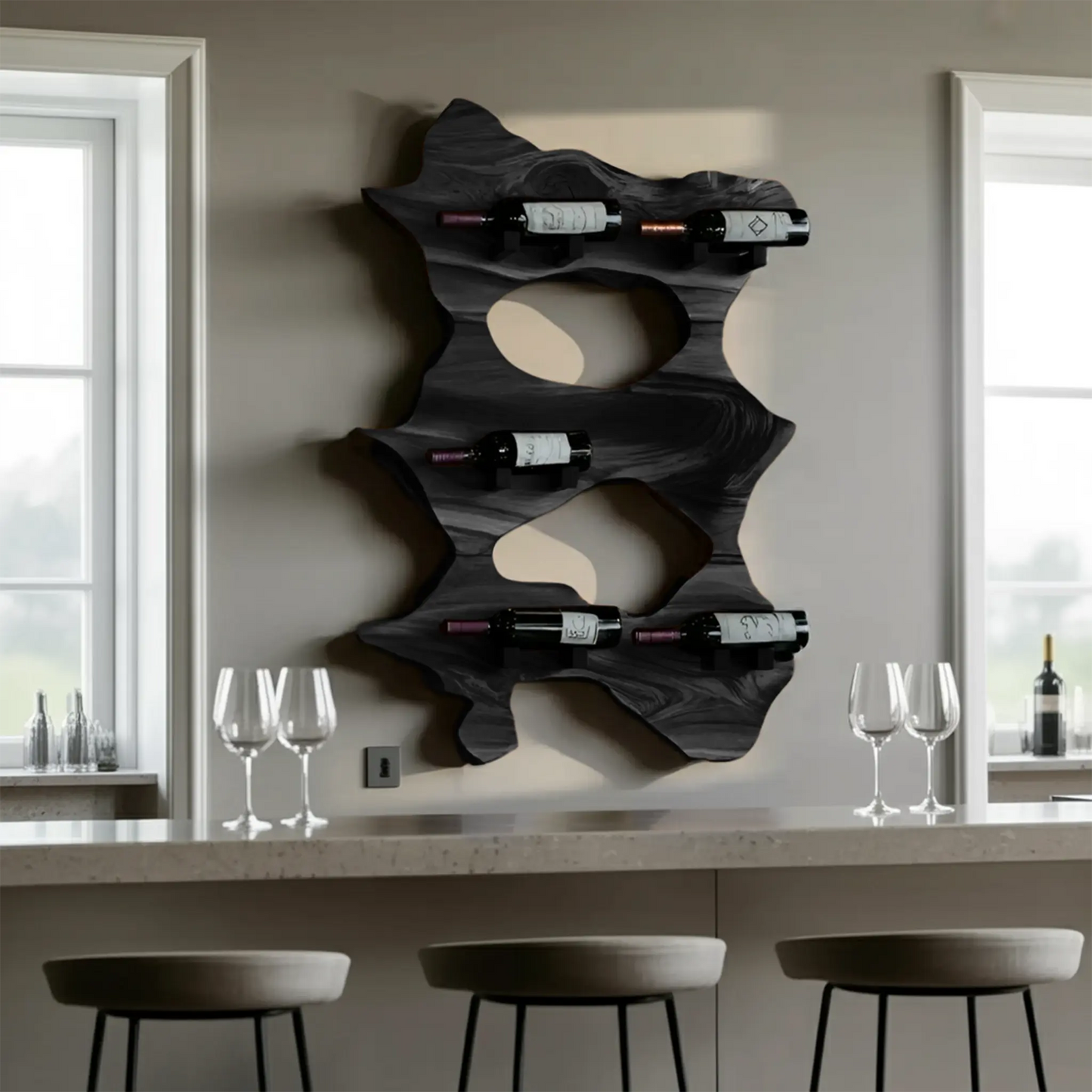 Rustic Solid Wood Live Edge Wine Rack For Entryway Kitchnce