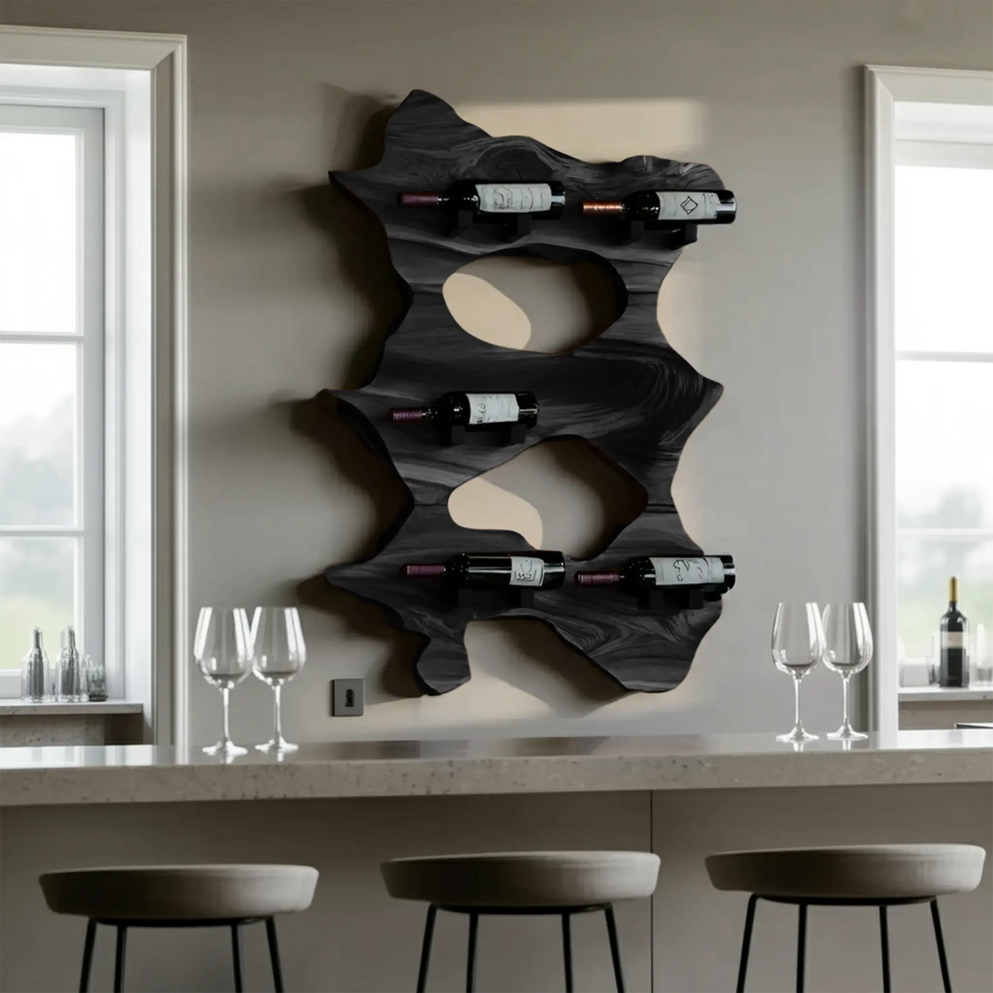 Rustic Solid Wood Live Edge Wine Rack For Entryway Kitchnce
