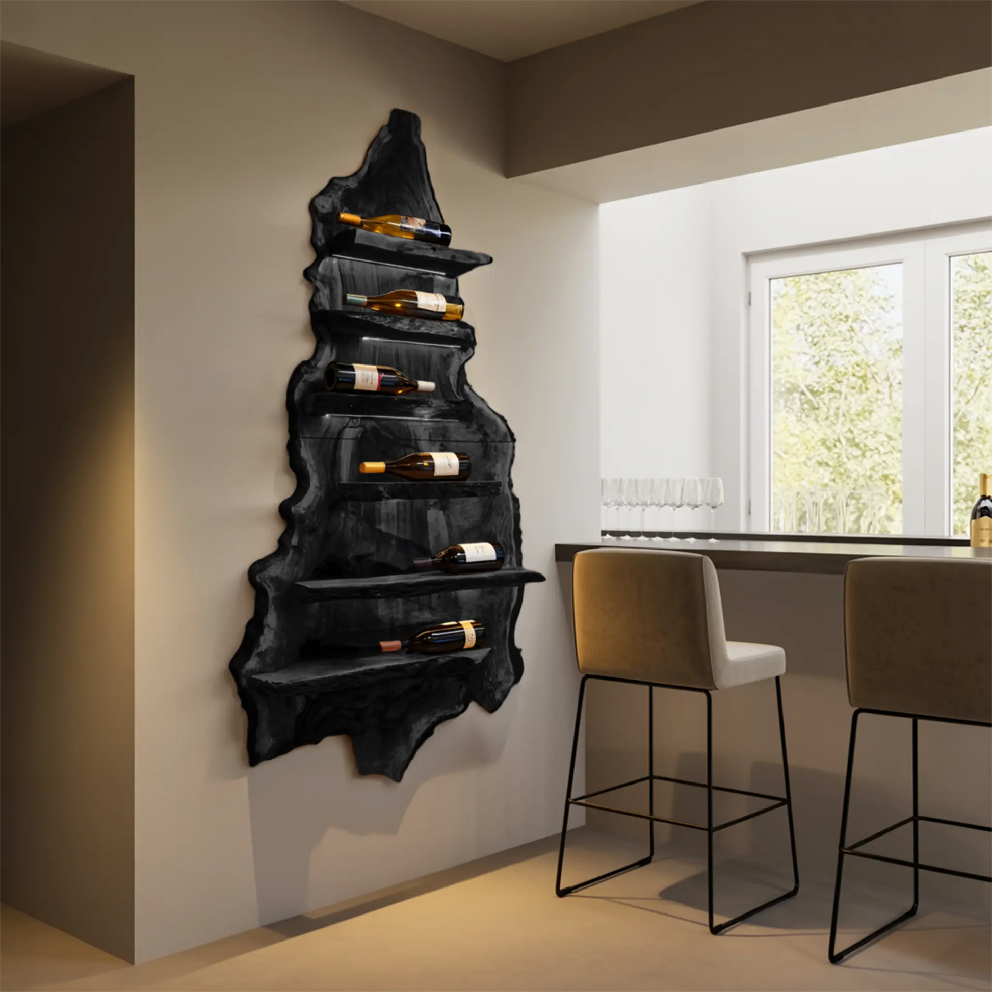 Modern Wooden Wine Rack For Bar Decor And Display Storage Kitchnce