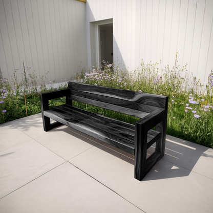 Modern Solid Wood Outdoor Bench With Armrests For Garden Or Entryway Kitchnce
