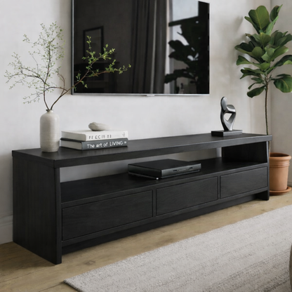 Solid Wood TV Stand with Drawers and Open Shelf for Contemporary Homes Kitchnce