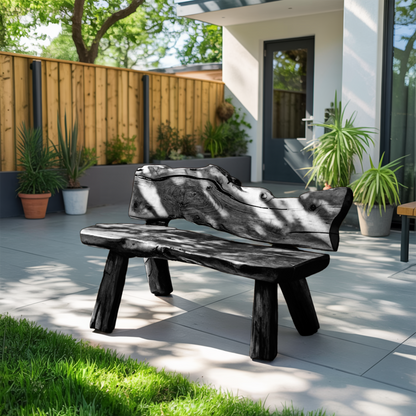 Rustic Live Edge Garden Bench For Patio Backyard And Forest Cabin Kitchnce