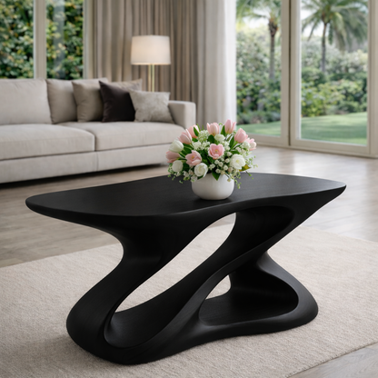 Sculptural Solid Wood Coffee Table for Modern Living Rooms Kitchnce