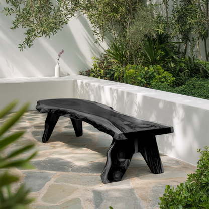 Rustic Live Edge Wooden Bench For Patio Or Garden Kitchnce
