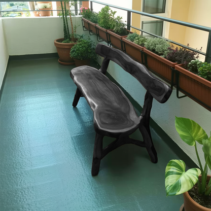 Rustic Live Edge Bench With Backrest For Garden Patio And Balcony Kitchnce