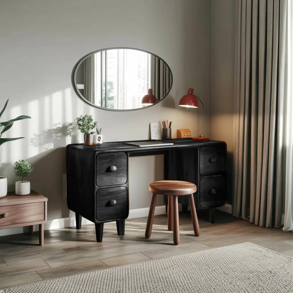 Modern Rounded Corner Desk With Drawers For Home Office Workspace Kitchnce
