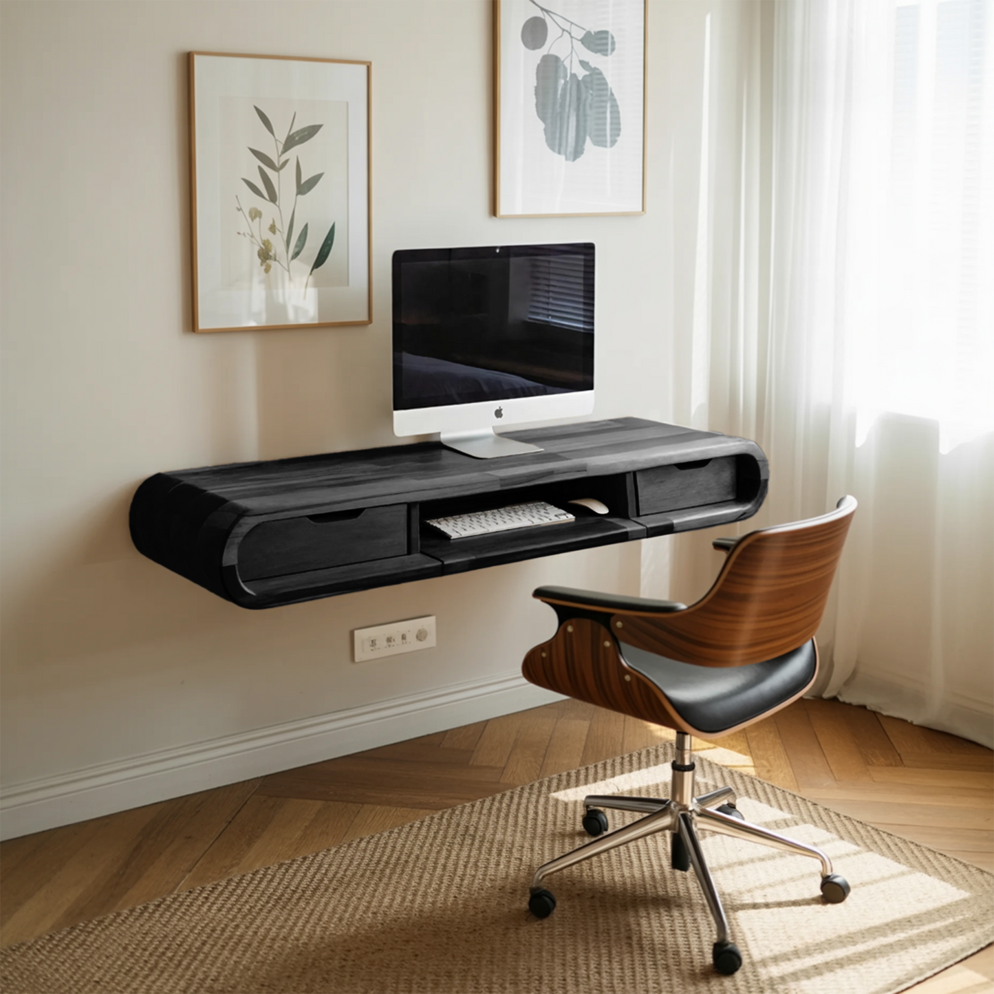 Modern Floating Wall Mounted Desk With Drawers For Bedroom And Office Kitchnce
