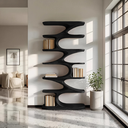 Modern Organic Curved Bookshelf For Living Room Kitchnce