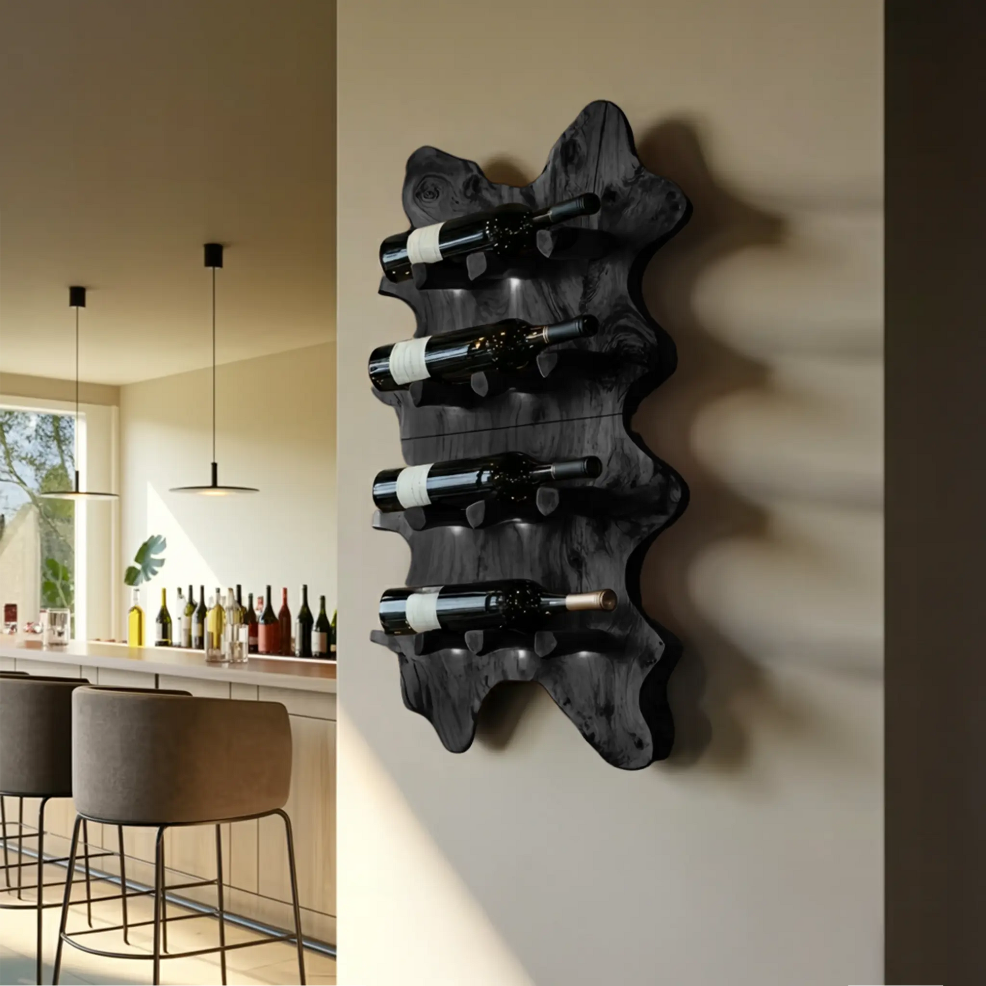 Rustic Live Edge Wall Wine Rack For Cozy Dining Rooms Kitchnce