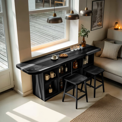 Curved Wood Bar Table With Storage For Kitchen Or Dining Area Kitchnce