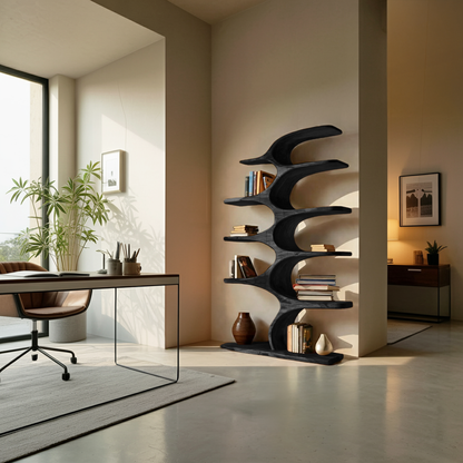 Artistic Curved Bookshelf Fluid Lines Statement For Designer Interiors Kitchnce