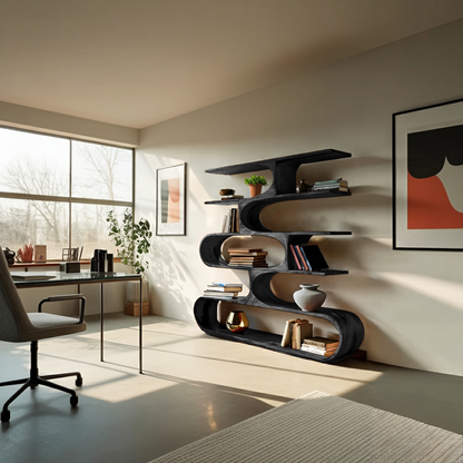 Artistic Curved Bookcase For Living Room Decor Kitchnce