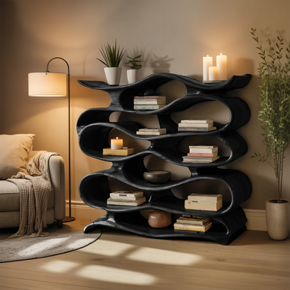 Sculptural Bookshelf Cabinet For Living Room And Office Kitchnce