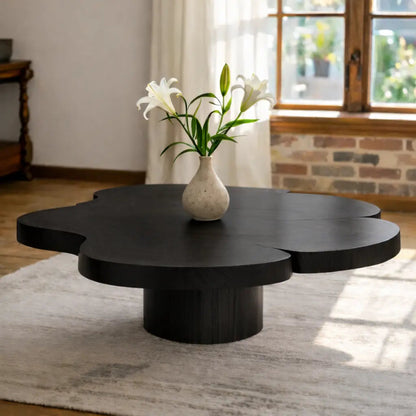 Organic Shaped Walnut Coffee Table with Pedestal Base, Modern Sculptural Design for Living Room Kitchnce