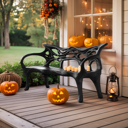 Mid Century Solid Wood Halloween Bench For Outdoor Design Kitchnce