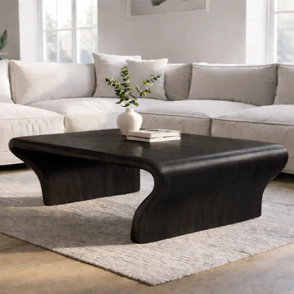 Sculptural Walnut Coffee Table with Curved Design, Modern and Minimalist Living Room Décor Kitchnce