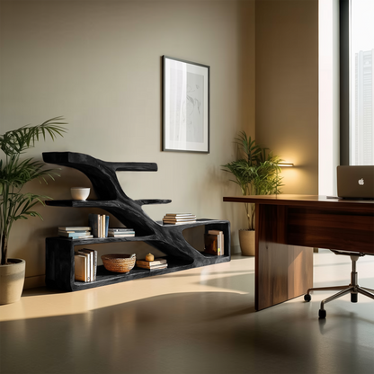 Modern Sculptural Curved Bookcase For Living Room Interior Kitchnce