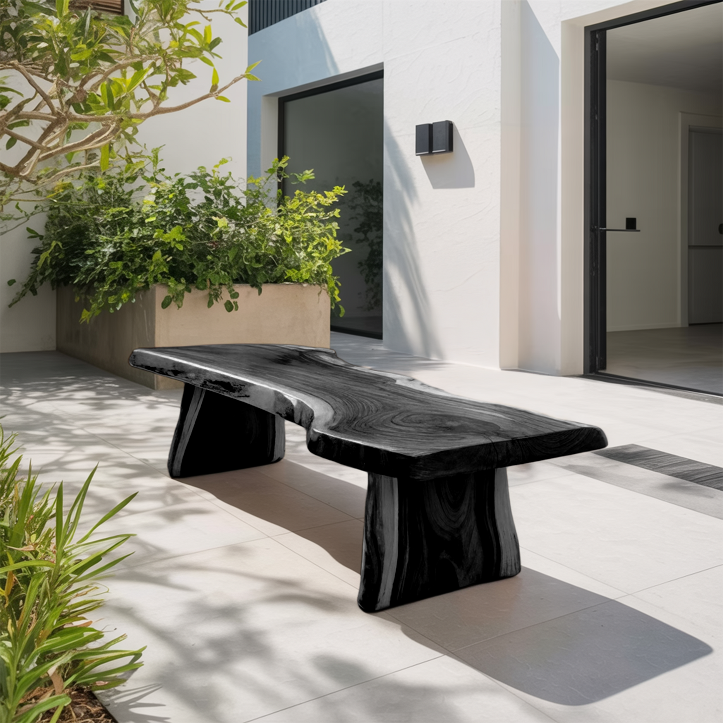 Minimalist Live Edge Outdoor Bench For Entryway Or Patio Kitchnce
